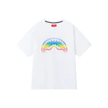 SPRAYGROUND Crew Neck Short Sleeved T Shirts Unisex Raw White