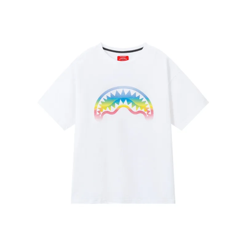SPRAYGROUND Crew Neck Short Sleeved T Shirts Unisex Raw White-0