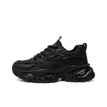 HANG TEN Cushioned Anti Slip And Wear Resistant Lightweight Low Top Chunky Sneakers Men's Graphite Black
