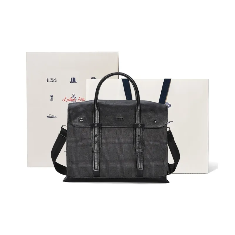 BVP Handbag Large Capacity Leather Bag Casual Crossbody Bag Regular Men's Black-0