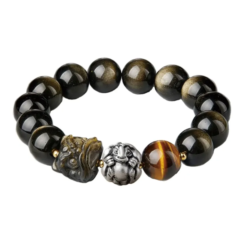 Moonstone Edge Obsidian Bracelets Unisex-11