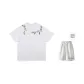 White Short-Sleeved Shirt+Heather Gray Shorts