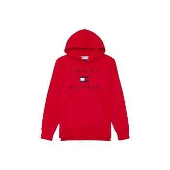 Tommy Hilfiger Seated Fit Flag Pullover Hoodie Tops Primary Sweatshirt Men's Red
