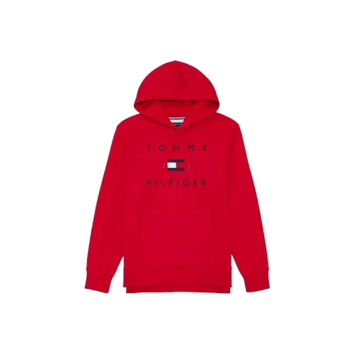 Tommy Hilfiger Seated Fit Flag Pullover Hoodie Tops Primary Sweatshirt Men's Red