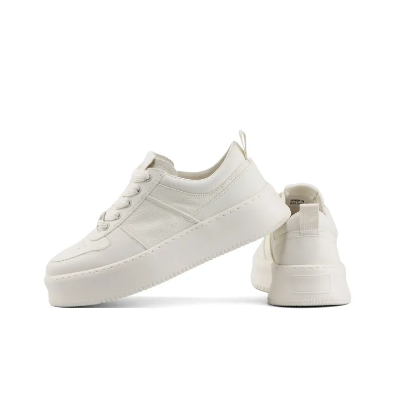 Daying Lightweight Breathable Height Increasing Low Top Skateboard Shoes Men's White-3