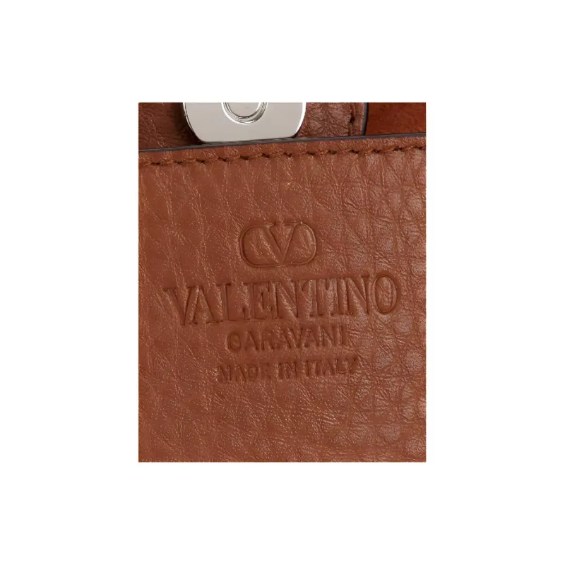 Valentino Jacquard Shoulder Bag Small Size Women's Natural-5