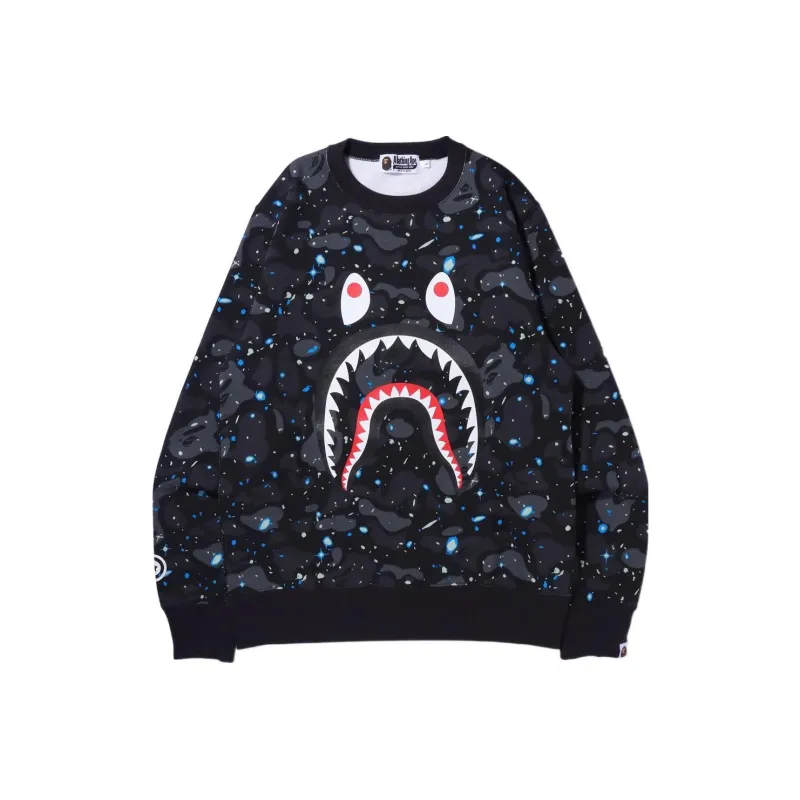 A BATHING APE Space Camo Shark Crewneck-0