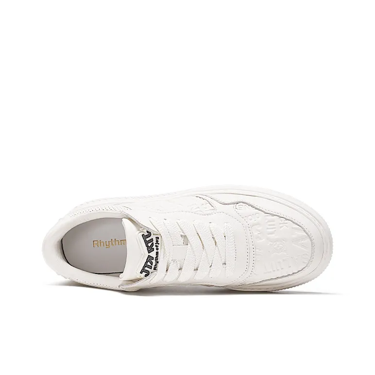 RHYTHM OF JOY Low Top Skateboard Shoes Men's White-2
