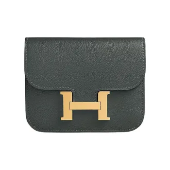 HERMES Constance Slim Evercolor Calfskin Wallet Women's Host Mangrove Red