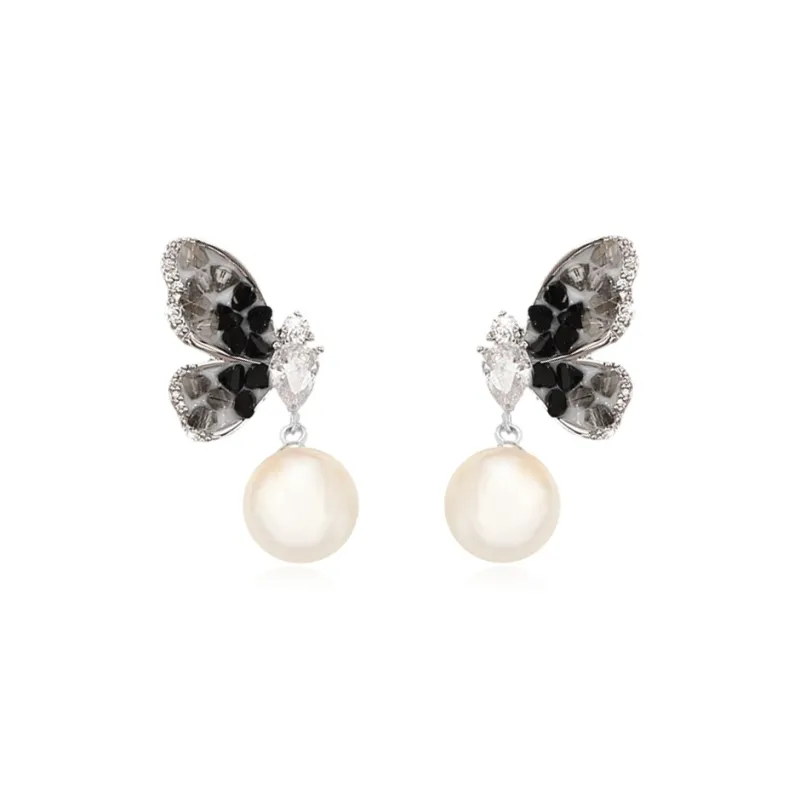 Shiban Faux Crystal Stud Earrings Unisex-8