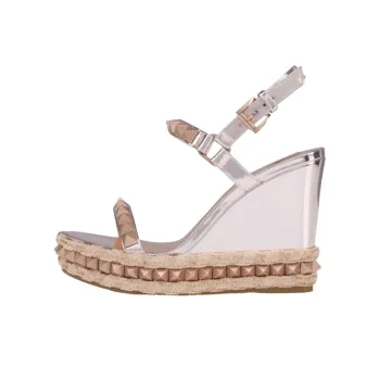 Christian Louboutin Pyraclou Metallic Wedge Sandals Women's