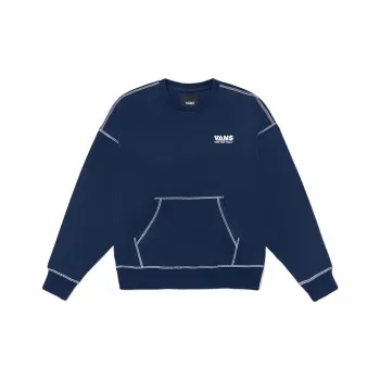 Vans Logo Letter Print Crewneck Pullover Sweatshirt Navy Blue