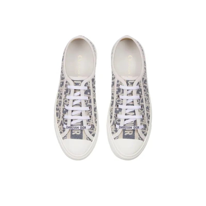 DIOR Walk'n'Dior Low Top Canvas Shoes Women's Gray Blue-3