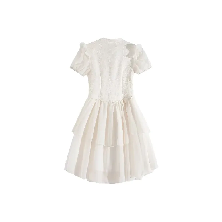 MOONCORE Short Sleeved Dress Women's White-1