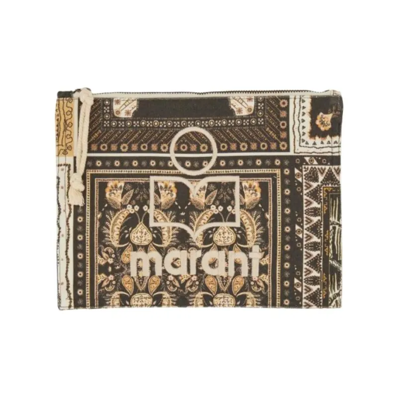 ISABEL MARANT Netia Cotton Clutch Unisex Black-0