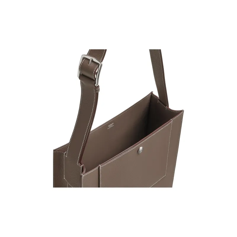 HERMES Cab H Evercolor Leather Tote Bag Shopping Bag Handbag Men's 18 Etoupe Elephant Gray-3