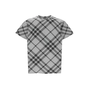 Burberry Checked Stretch Crewneck T Shirt