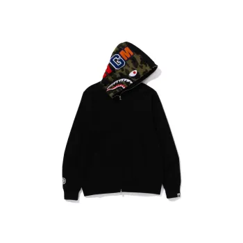 A BATHING APE X Ovo Woodland Camo Shark Reversible Full Zip Hoodie