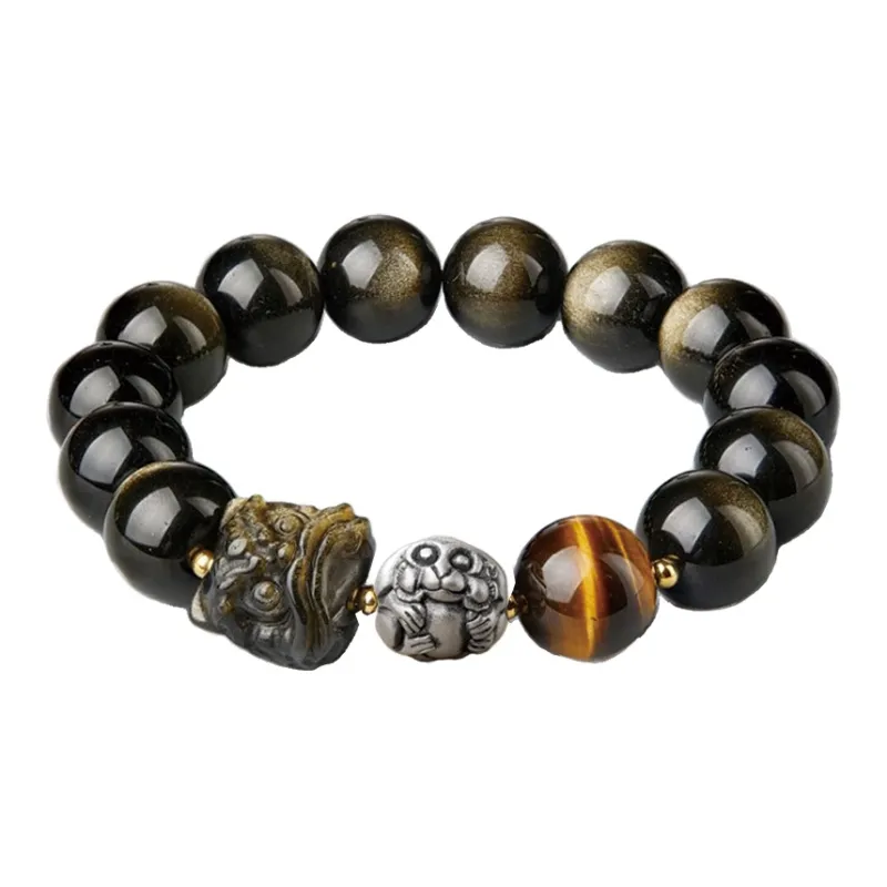 Moonstone Edge Obsidian Bracelets Unisex-13