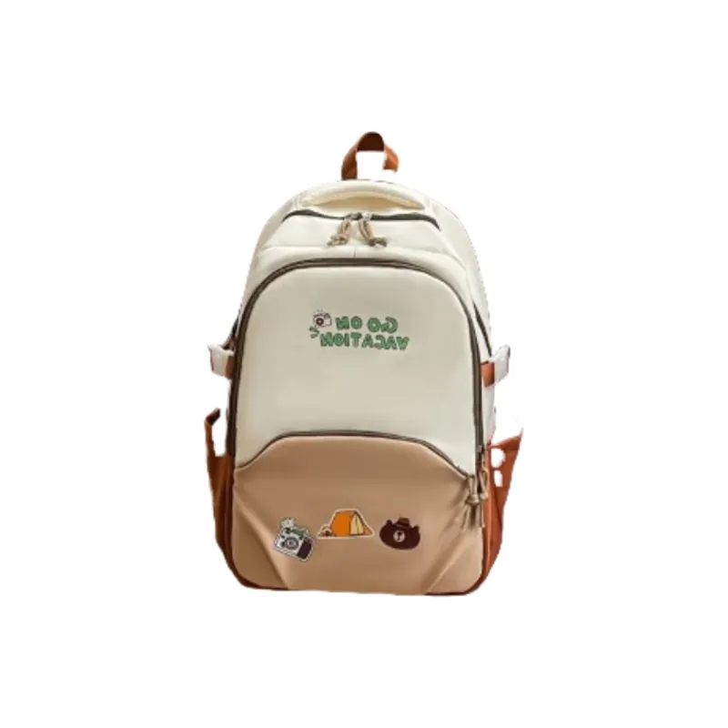 KAMLUI Nylon Backpack Unisex Black/Pink/Chocolate/Light Green-10