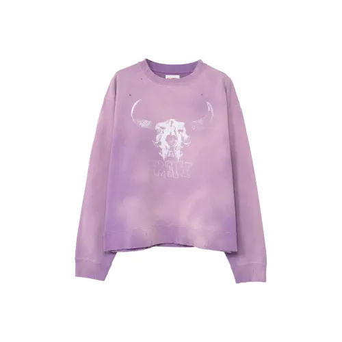 Mihara Yasuhiro Destroyed Printed Sweatshirt Sweatshirt Men's Purple