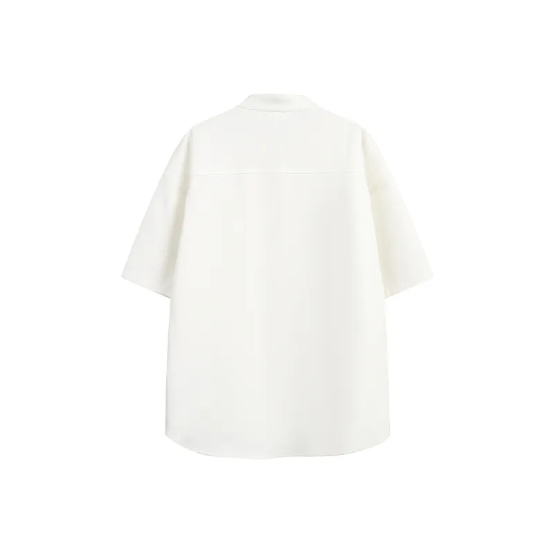 PAINT STAIN New Chinese Style Stand Collar Ice Silk Fabric Short Sleeved Shirt Unisex-1