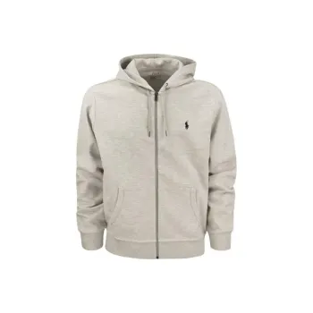 Polo Ralph Lauren Men Double Knit Zip Up Hoodie Light Sport Heather/Navy