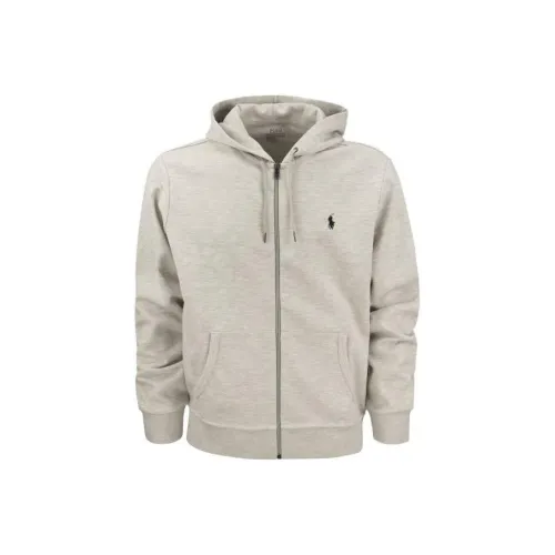 Polo Ralph Lauren Men Double Knit Zip Up Hoodie Light Sport Heather/Navy