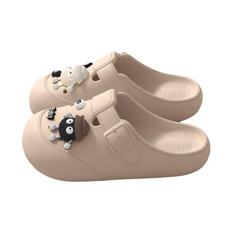 LUNNIFEIYA Women's Slip Resistant Platform Home Lazy Closed Toe Slippers Khaki, White, Black-3