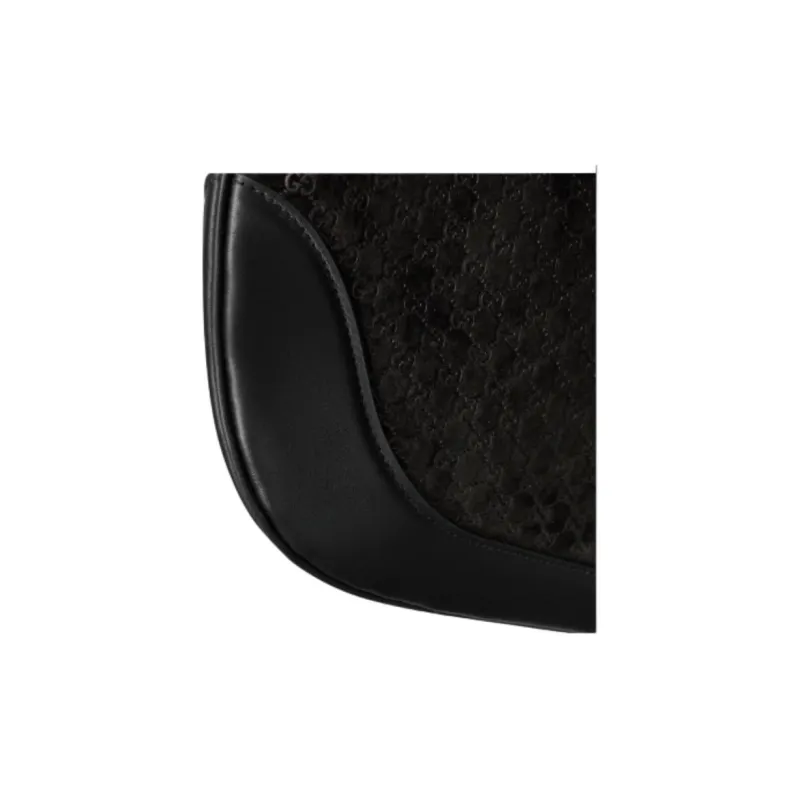 GUCCI Suede Material Shoulder Bag Small Size Women's Black-5