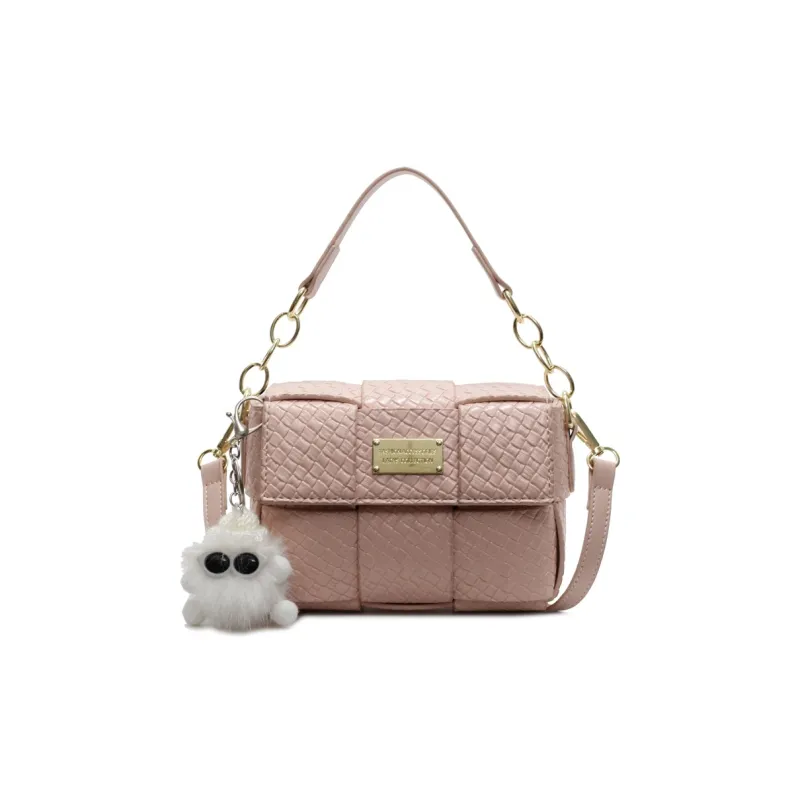 Versman PU Crossbody Handbag Small Size Women's Ecru/Silver/Black/Pink-11