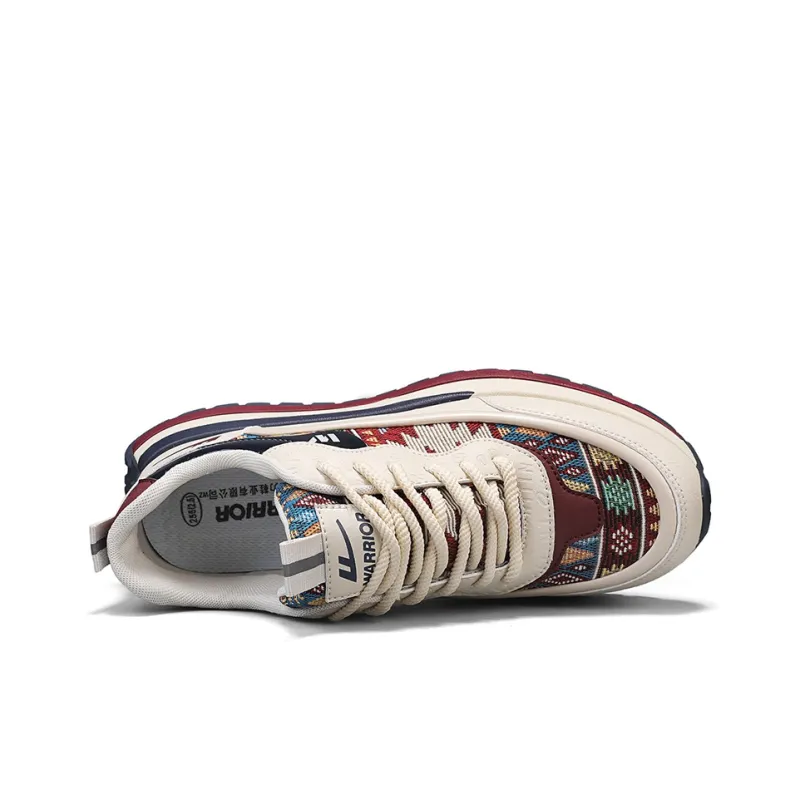 Warrior Anti Slip And Wear Resistant Height Increasing Low Top Casual Shoes Men's Beige Blue Red-2