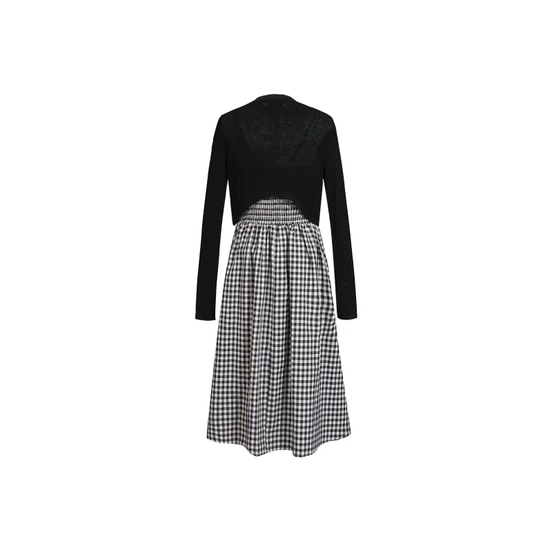 COMMA GIRL Skirt Set Women's Black+Plaid-1