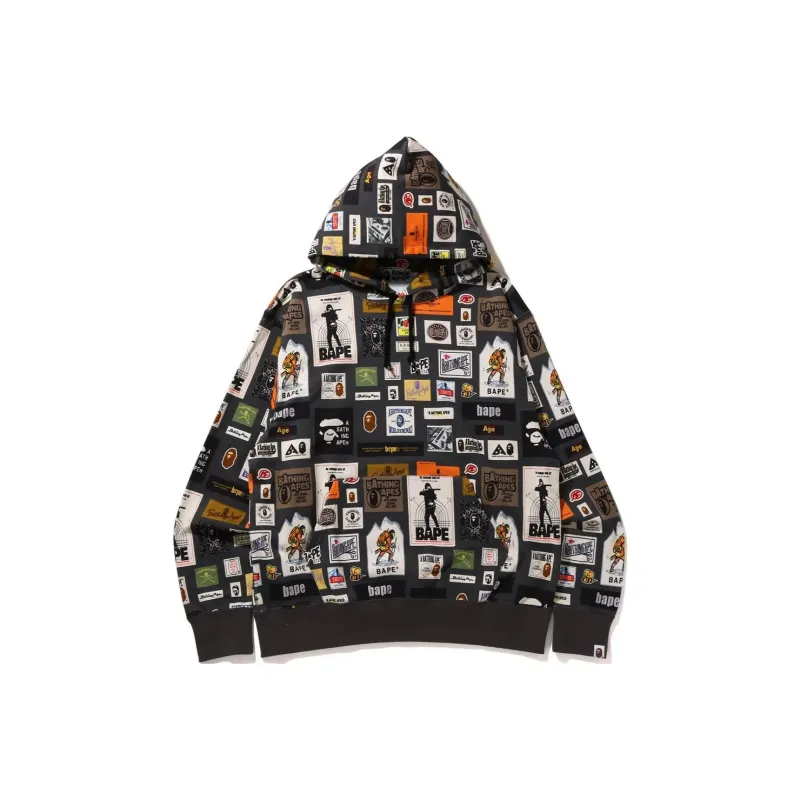 Bape Multi Label Relaxed Fit Pullover Hoodie-1