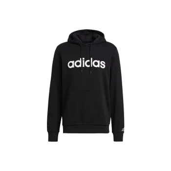 Adidas Essentials French Terry Linear Logo Hoodie Sweatshirt Men's Black