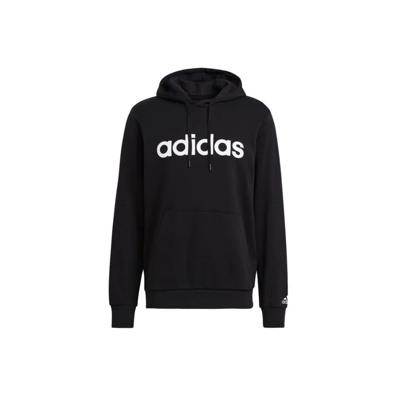 Adidas Essentials French Terry Linear Logo Hoodie Sweatshirt Men's Black-0