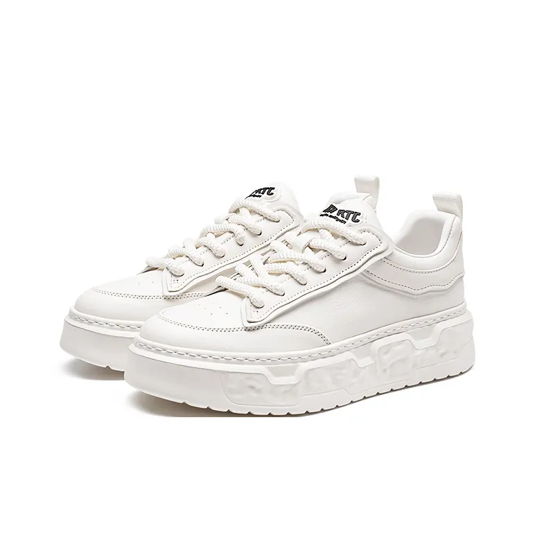 RHYTHM OF JOY Low Top Skateboard Shoes Men's White-1