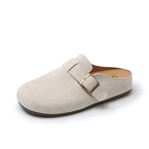 GESHE Rubber Sole Abrasion Resistant Slip Resistant Wrap toe Slippers Women's