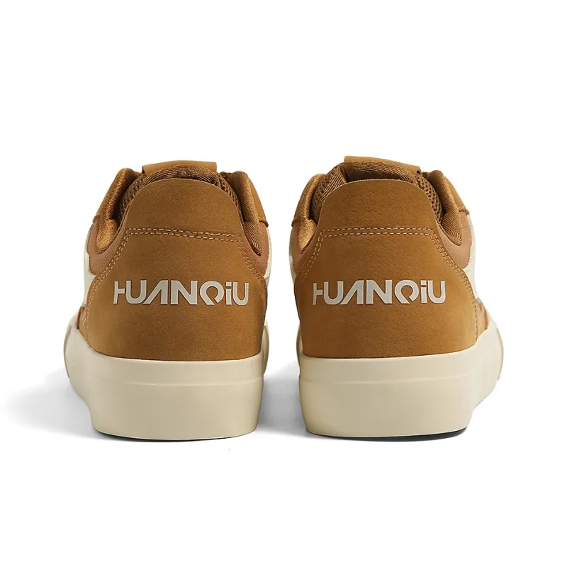 HUANQIU Coverage Anti Slip Wear Resistant Lightweight Breathable Low Top Skateboard Shoes Men's Wheat-5
