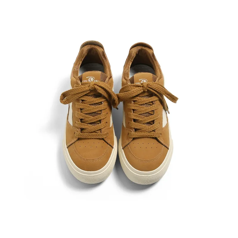 HUANQIU Coverage Anti Slip Wear Resistant Lightweight Breathable Low Top Skateboard Shoes Men's Wheat-4