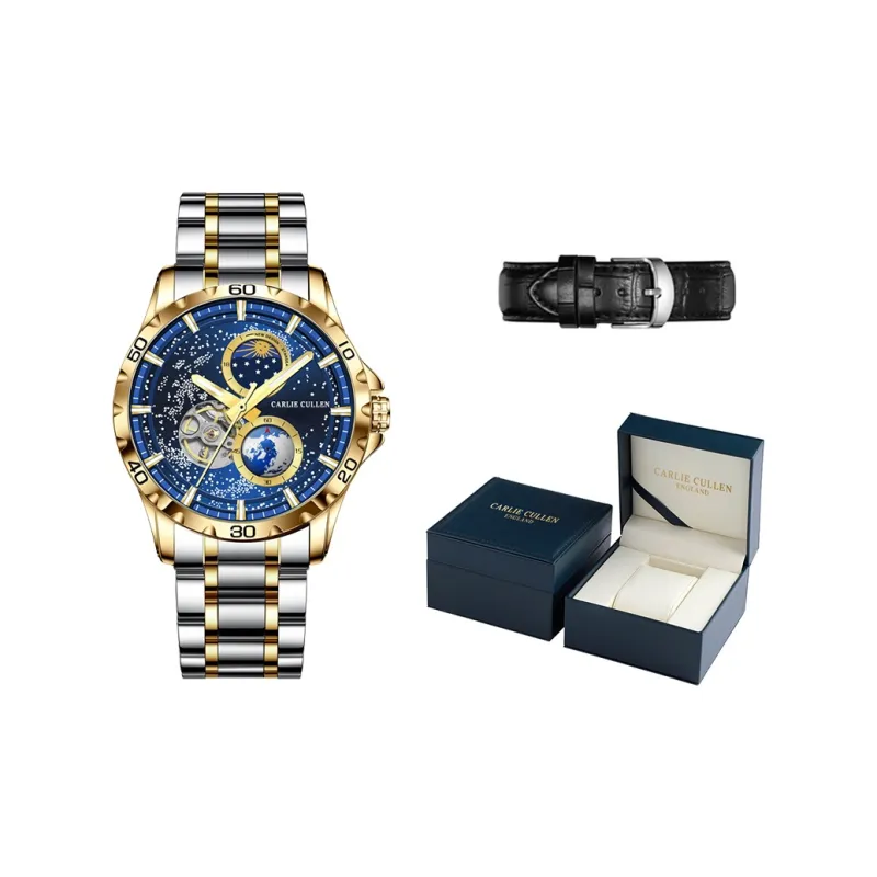 CARLIECULLEN Automatic Mechanical Movement Stainless Steel Watchband Watch Men's Watches Blue Dial-6