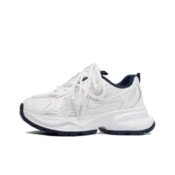 Warrior Height Increasing Abrasion Resistant Breathable Low Top Casual Running Shoes Women's White Blue