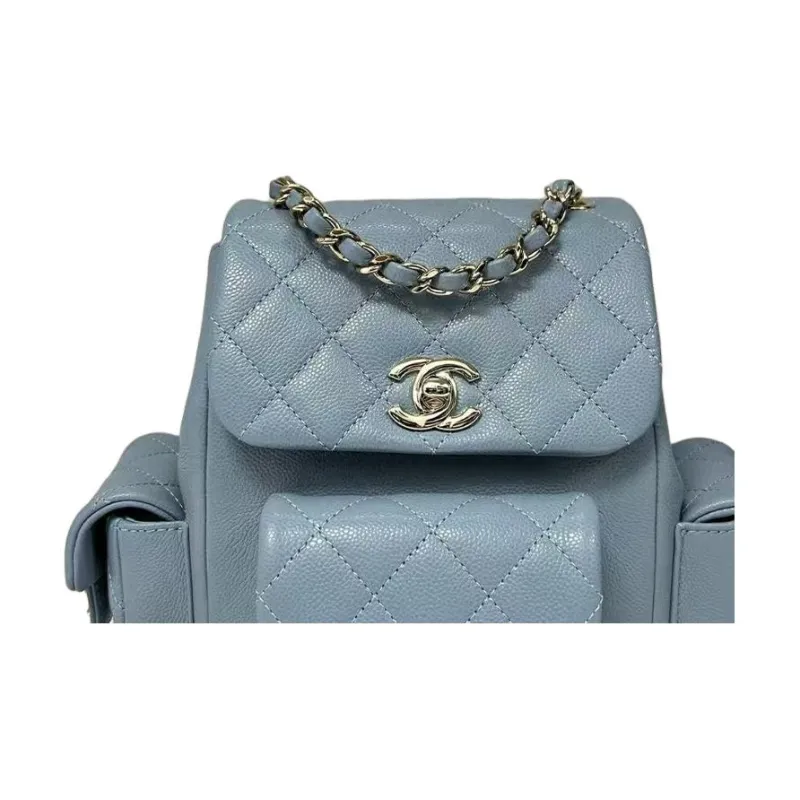 CHANEL Duma Calfskin Backpack Small Size Women's Gray Blue-1