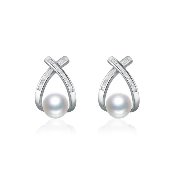 BRIR Pearl Premium Hoop Earrings Women's