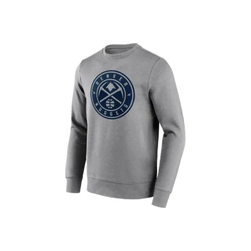 NBA Denver Nuggets Fanatics Letter Patterned Print Crew Neck Long-Sleeved T-Shirt Men's Gray