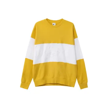 Nike Club Men's French Terry Colour Blocked Crew Yellow