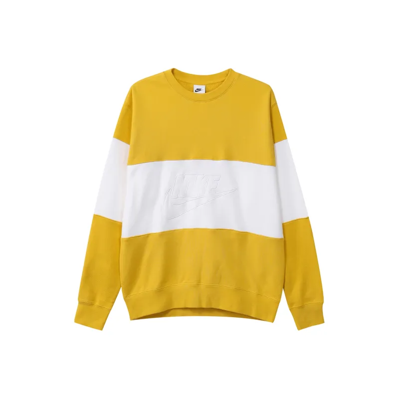 Nike Club Men's French Terry Colour-Blocked Crew Yellow-0