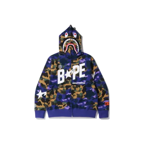 A BATHING APE X Heron Preston Mix 1st Camo Shark Relaxed Fit Full Zip Hoodie