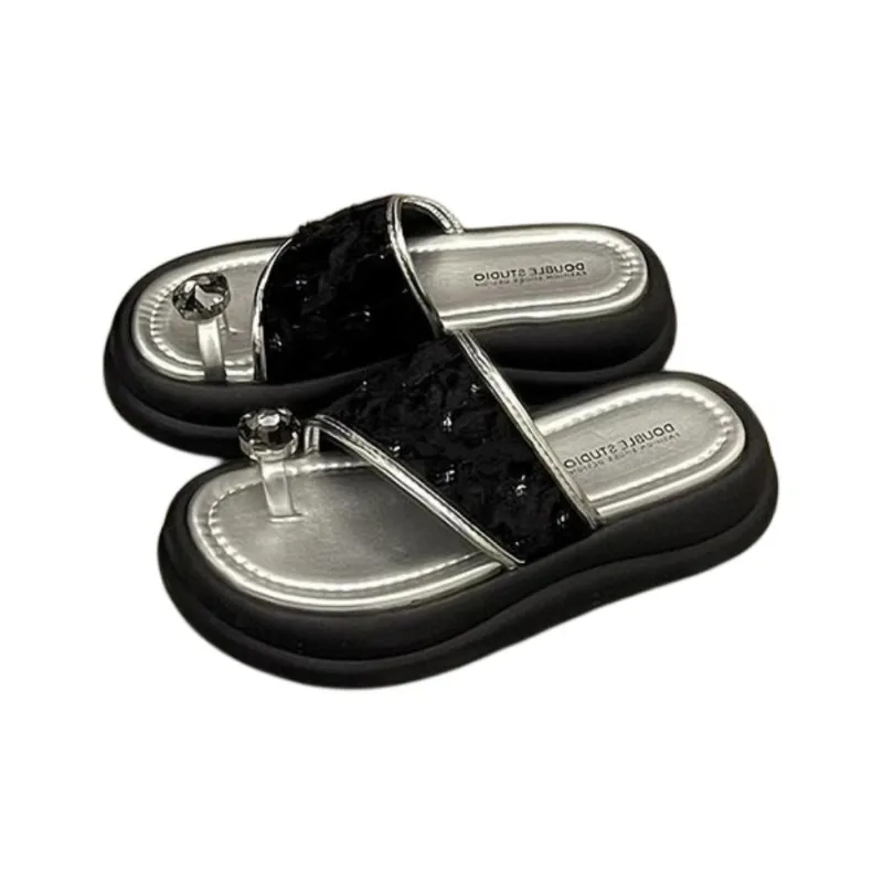 Yamada Hyakuju Slippers Khaki Ecru Black-10