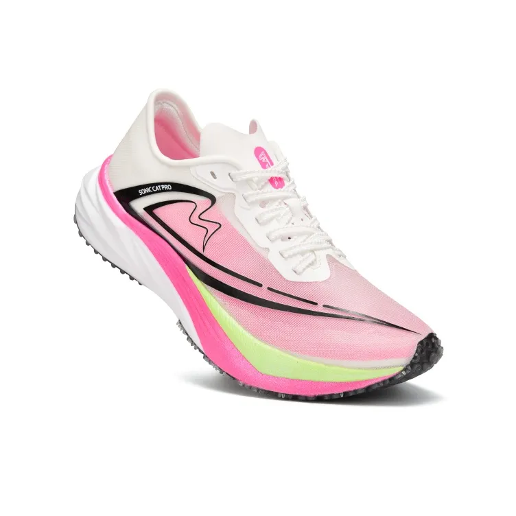 Sonic Cat Cushioning Coverage Warm Low-Top Full-Length Carbon Plate Sprint Running Shoes Unisex Pink White Black-1